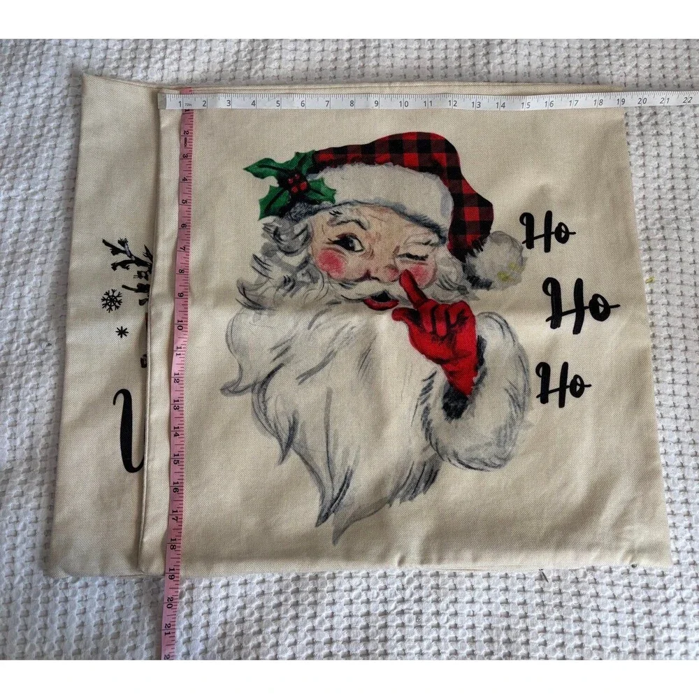 Christmas Pillow Covers Santa Red truck zipper closure set of 2 farmhouse